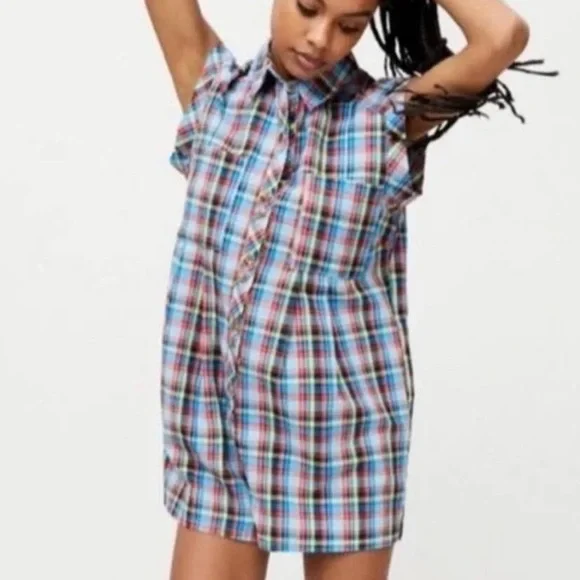 NWT Urban Outfitters Zoey Workwear Gingham Romper Jumpsuit Size XS - Picture 1 of 12